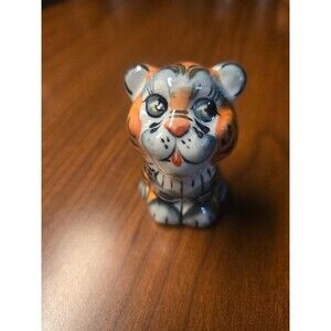 GZHEL Russian Porcelain Blue & White Tiger Figurine